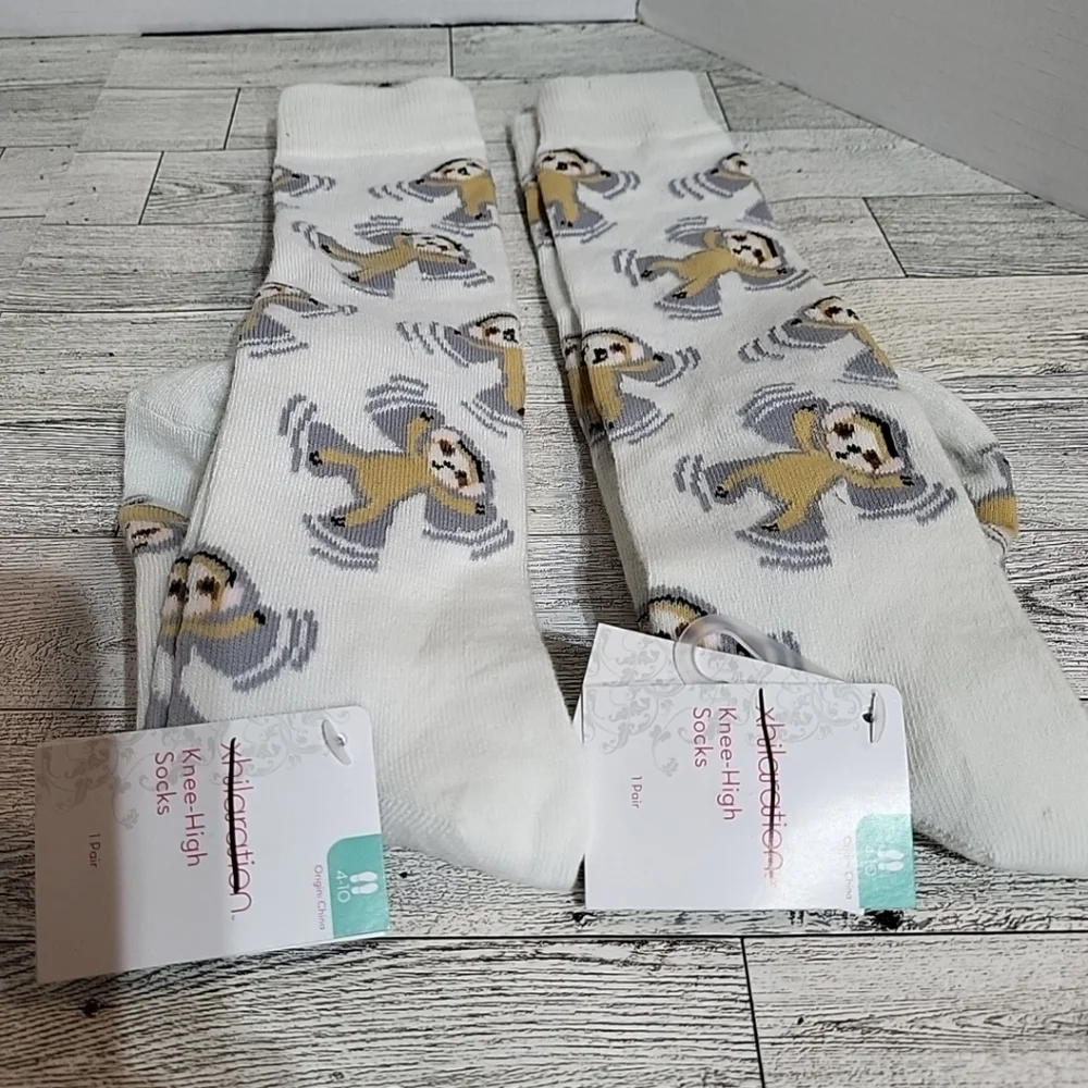 Women's‎ Snow Monkey Slouth Knee High Socks Xhilaration Size 4-10 NWT Set Of 2